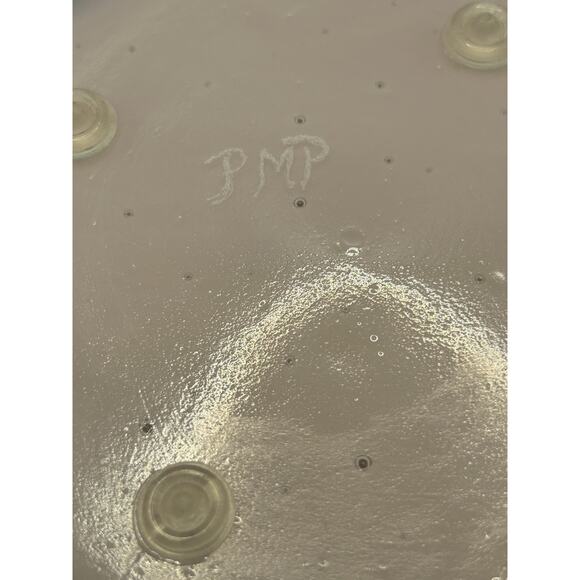 Vintage Alabaster Swirl Glass Bowl White & Taupe/Pink Fruit Centerpiece Signed - Picture 5 of 7